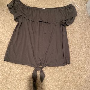 Off the shoulder gray top